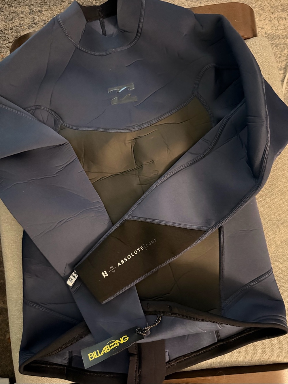 New 2/2mm men’s Billabong ABSOLUTE size XL Wetsuit Jacket blue